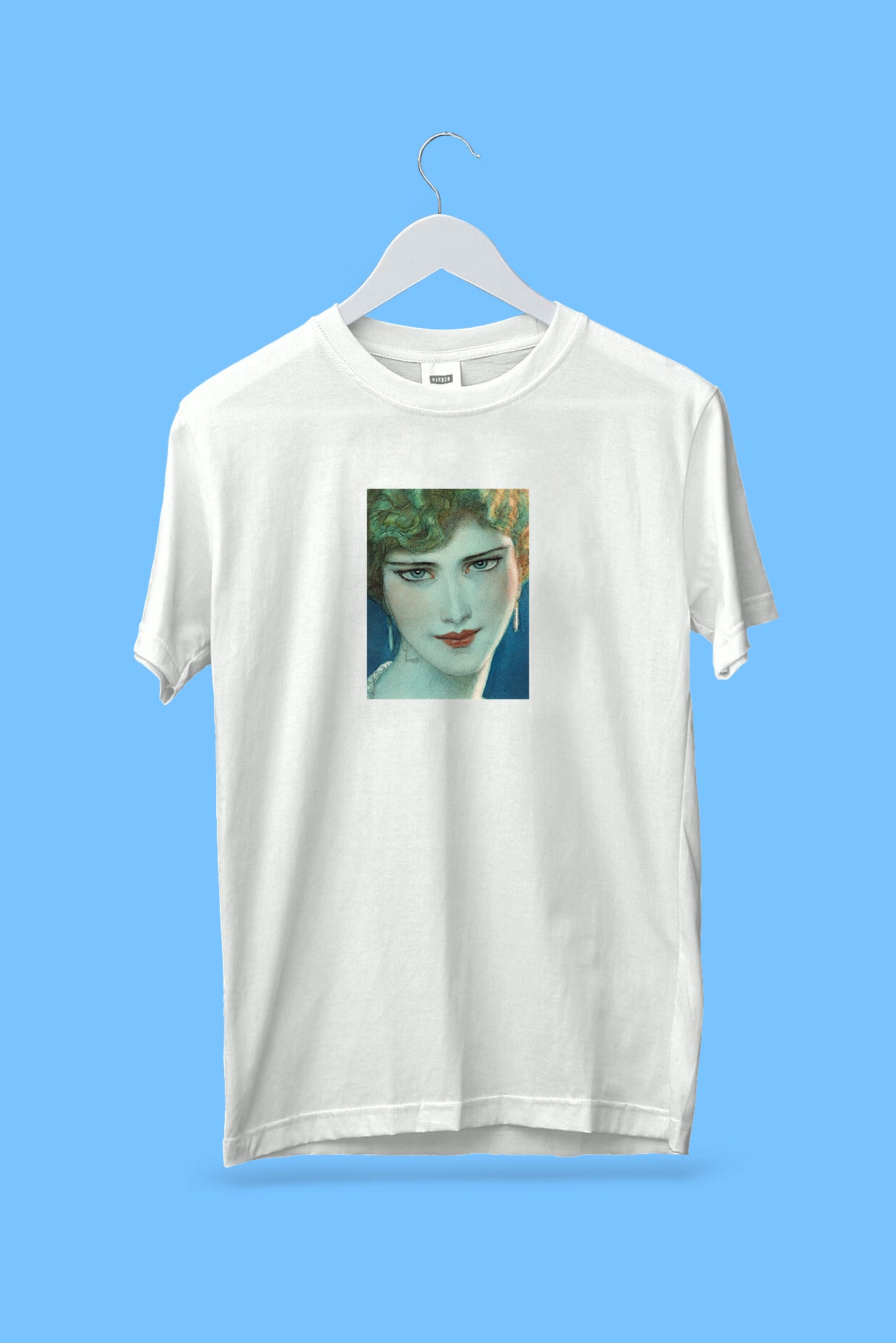 Oversized póló (Wladyslaw Theodore Benda - Face of blonde girl with earrings)