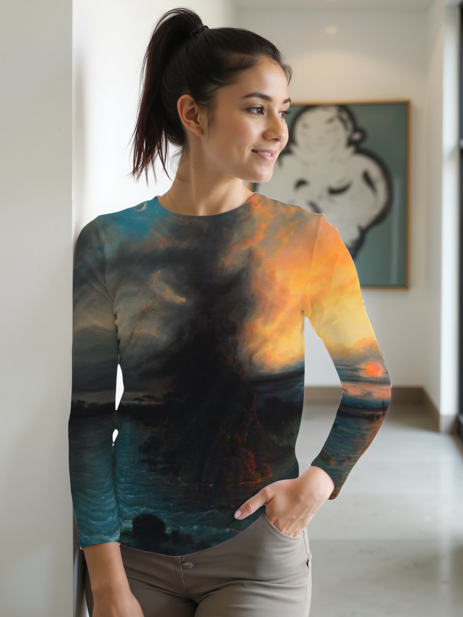 Teli mintás hosszú ujjú póló (Samuel Colman - The Rock of Salvation)