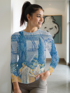 Teli mintás hosszú ujjú póló (Henri Edmond Cross - The Promenade)