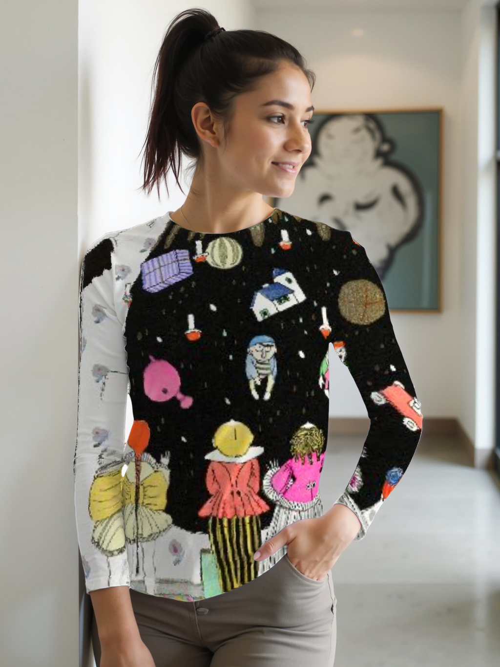 Teli mintás hosszú ujjú póló (Charles Martin - The Marvelous Tree, Children's clothing for Christmas)