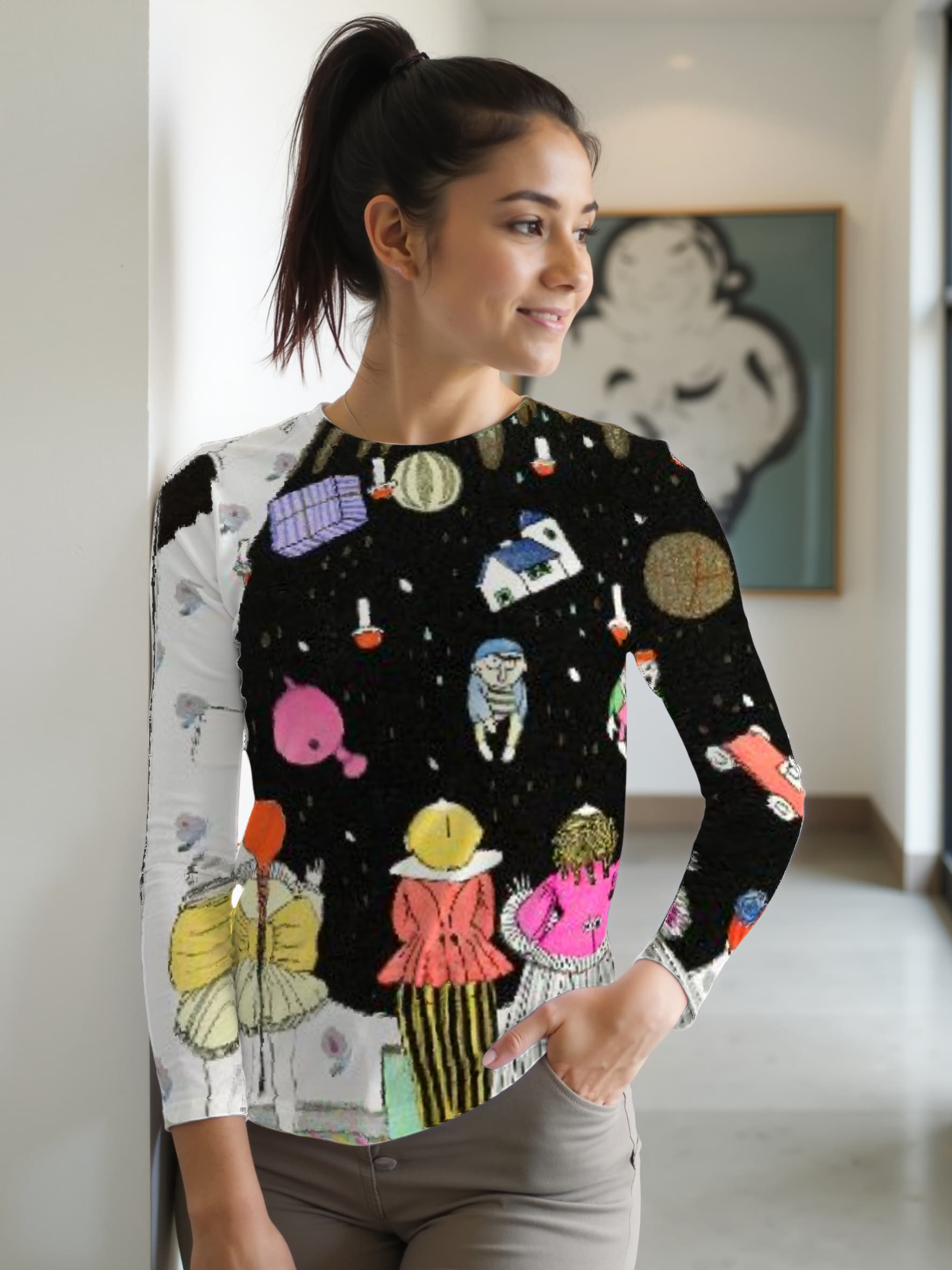 Teli mintás hosszú ujjú póló (Charles Martin - The Marvelous Tree, Children's clothing for Christmas)