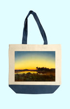 Vászon tote táska ( Anton Zwengauer- Rehe in Landschaft mit Sonnenuntergang)