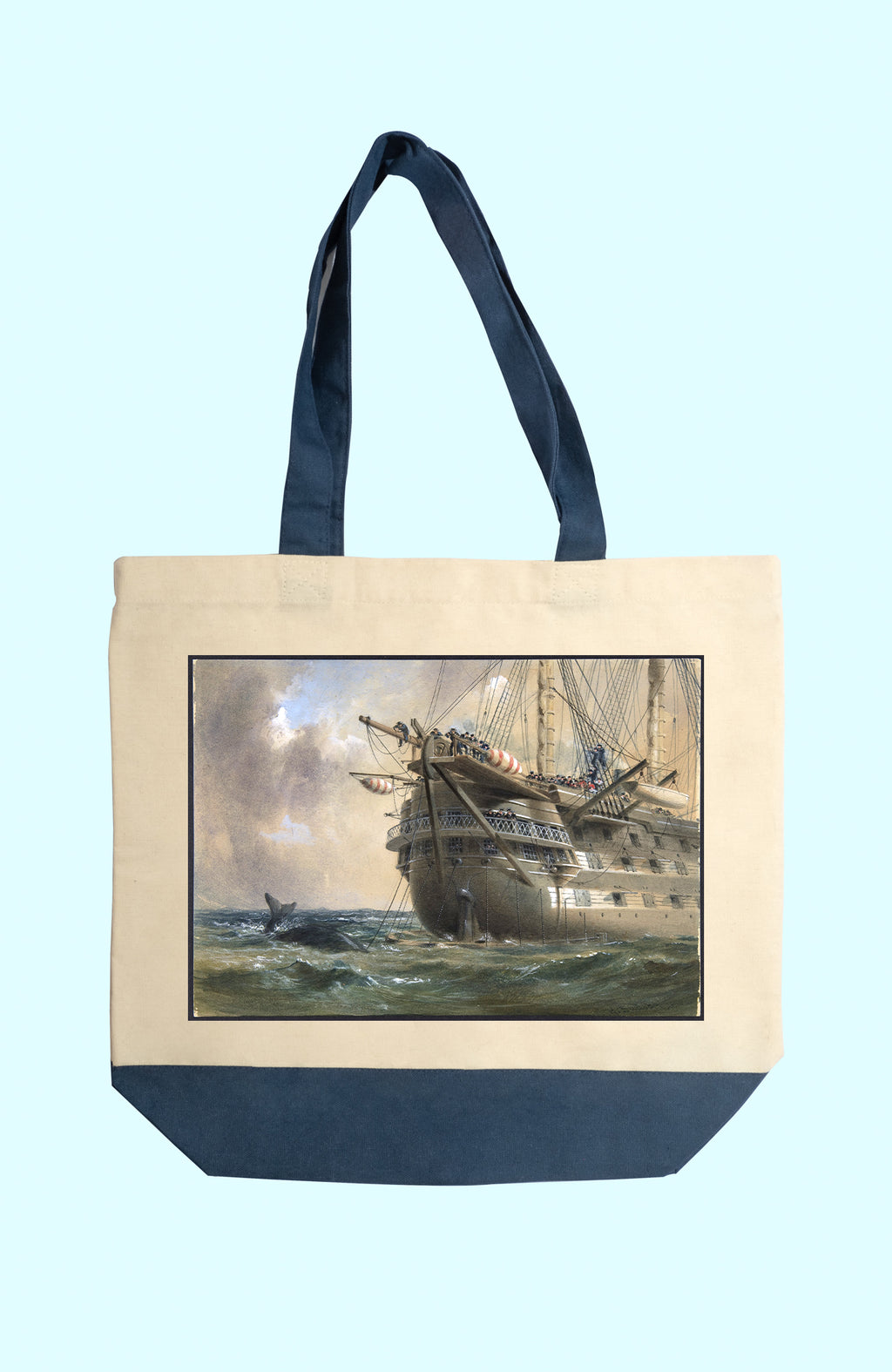 Vászon tote táska (Robert Charles Dudley-  H.M.S. Agamemnon Laying the Atlantic Telegraph Cable in 1858: a Whale Crosses the Line)