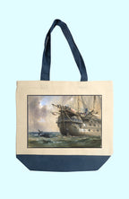 Vászon tote táska (Robert Charles Dudley-  H.M.S. Agamemnon Laying the Atlantic Telegraph Cable in 1858: a Whale Crosses the Line)