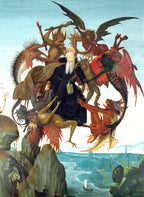 Fehér vászontáska kék fogantyúval (Michelangelo - The Torment of Saint Anthony)