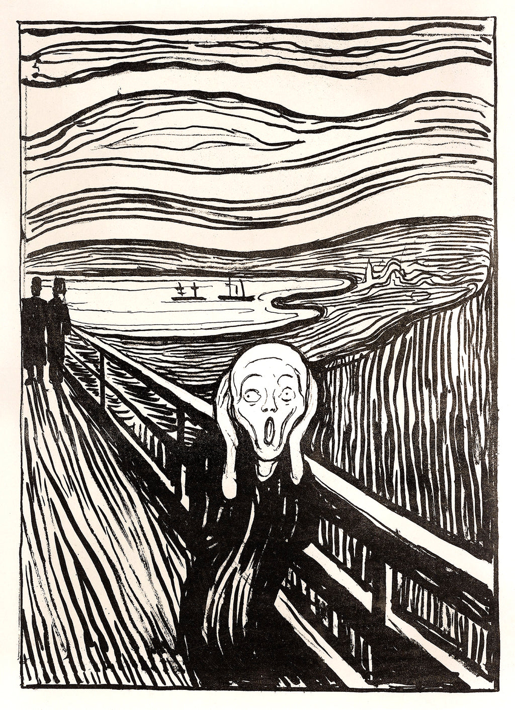 Női ujjatlan magasnyakú body (Edvard Munch-The Scream (Black and White))
