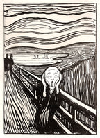 Női ujjatlan magasnyakú body (Edvard Munch-The Scream (Black and White))