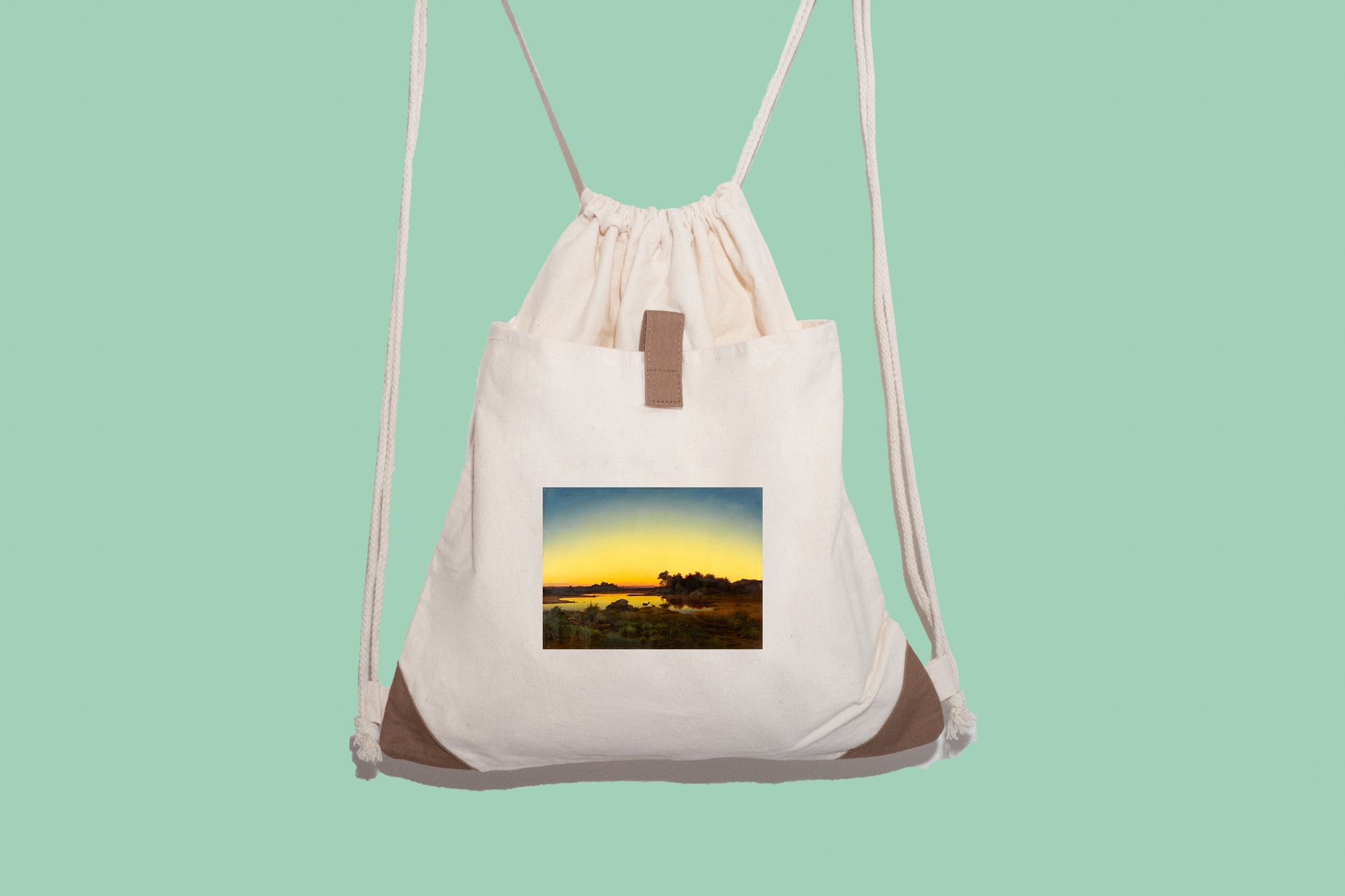 Vászon tornazsák (Anton Zwengauer- Landscape with Deer at Sunset)