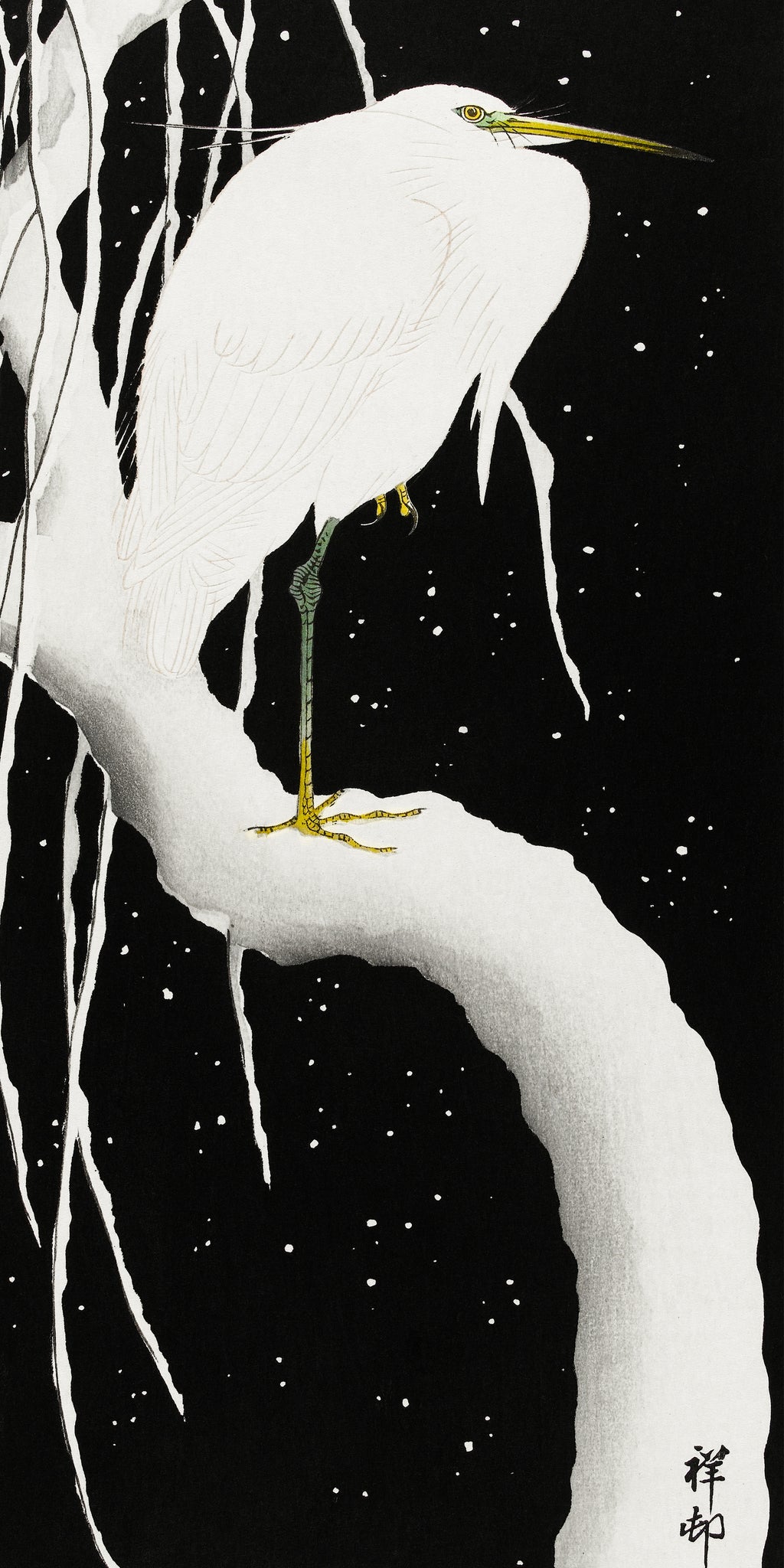 Törölköző (Ohara Koson -  Heron in snow)