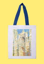 Fehér vászontáska kék fogantyúval (Claude Monet- Rouen Cathedral)