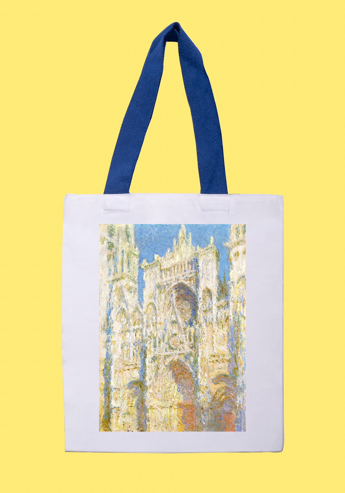 Fehér vászontáska kék fogantyúval (Claude Monet- Rouen Cathedral)