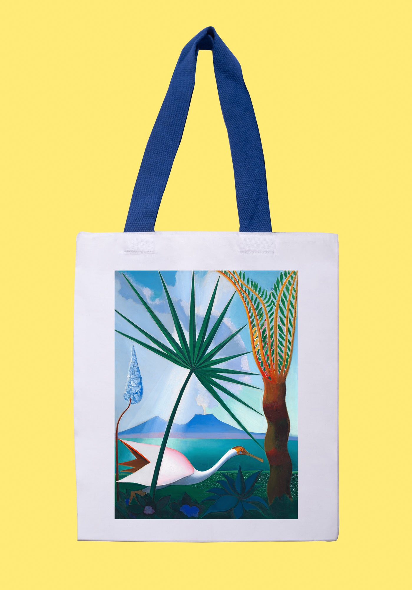 Fehér vászontáska kék fogantyúval (Joseph Stella- Neapolitan Song)