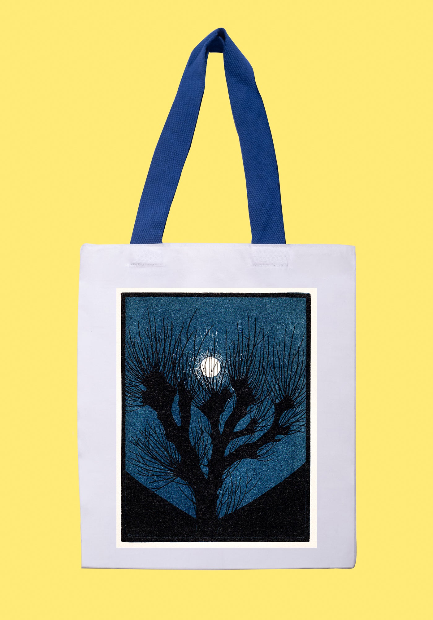 Fehér vászontáska kék fogantyúval (Julie de Graag -Moon Light)