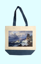 Vászon tote táska (Andreas Achenbach-Ein Seesturm an der norwegischen Küste)