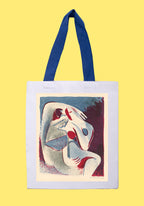 Fehér vászontáska kék fogantyúval ( Mikuláš Galanda- Lovers )