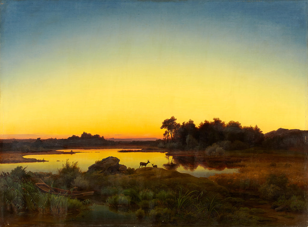 Vászon tornazsák (Anton Zwengauer- Landscape with Deer at Sunset)