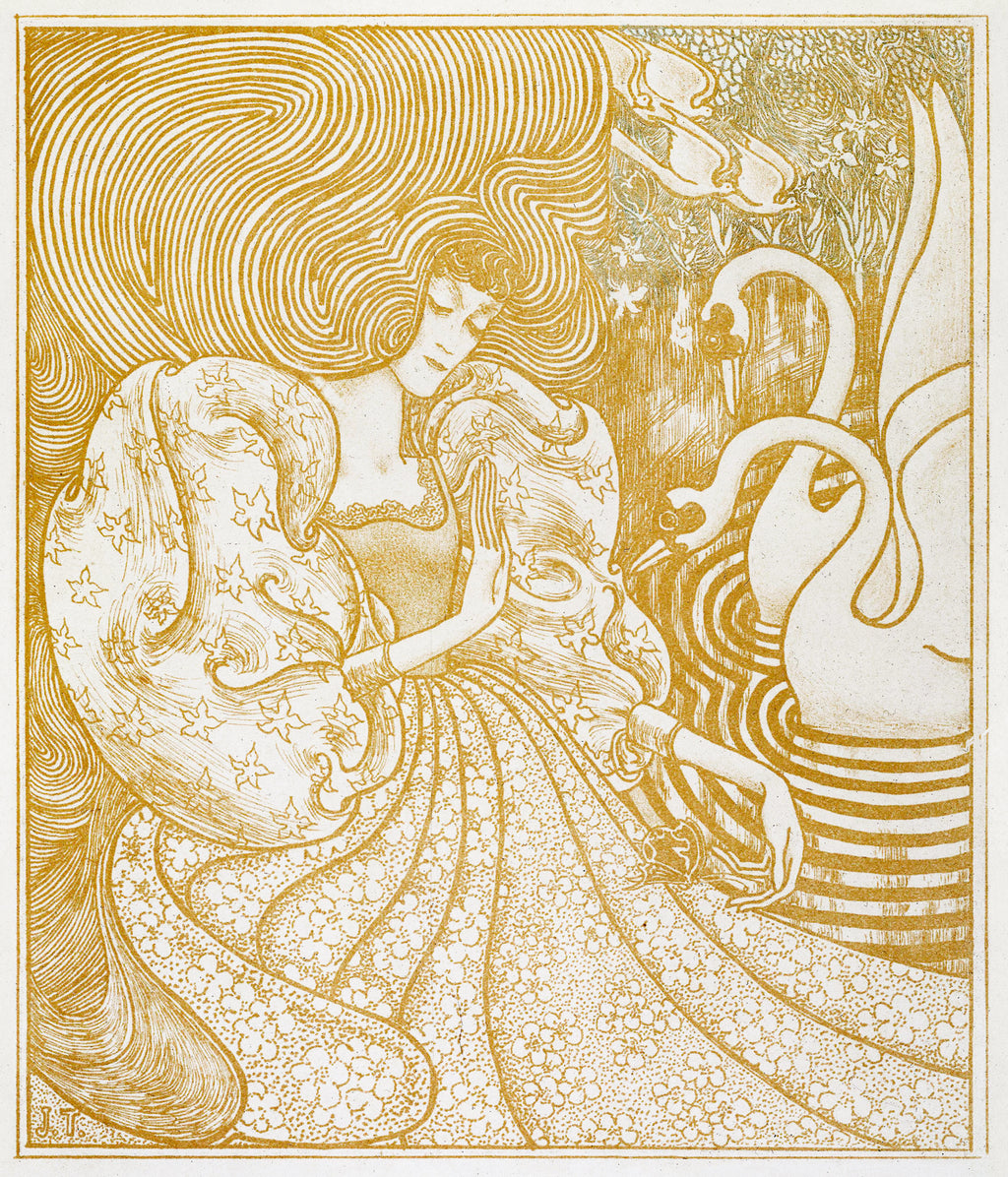 Pamut pulóver - Unisex (Jan Toorop - Woman With a Butterfly at Pond with Two Swans)