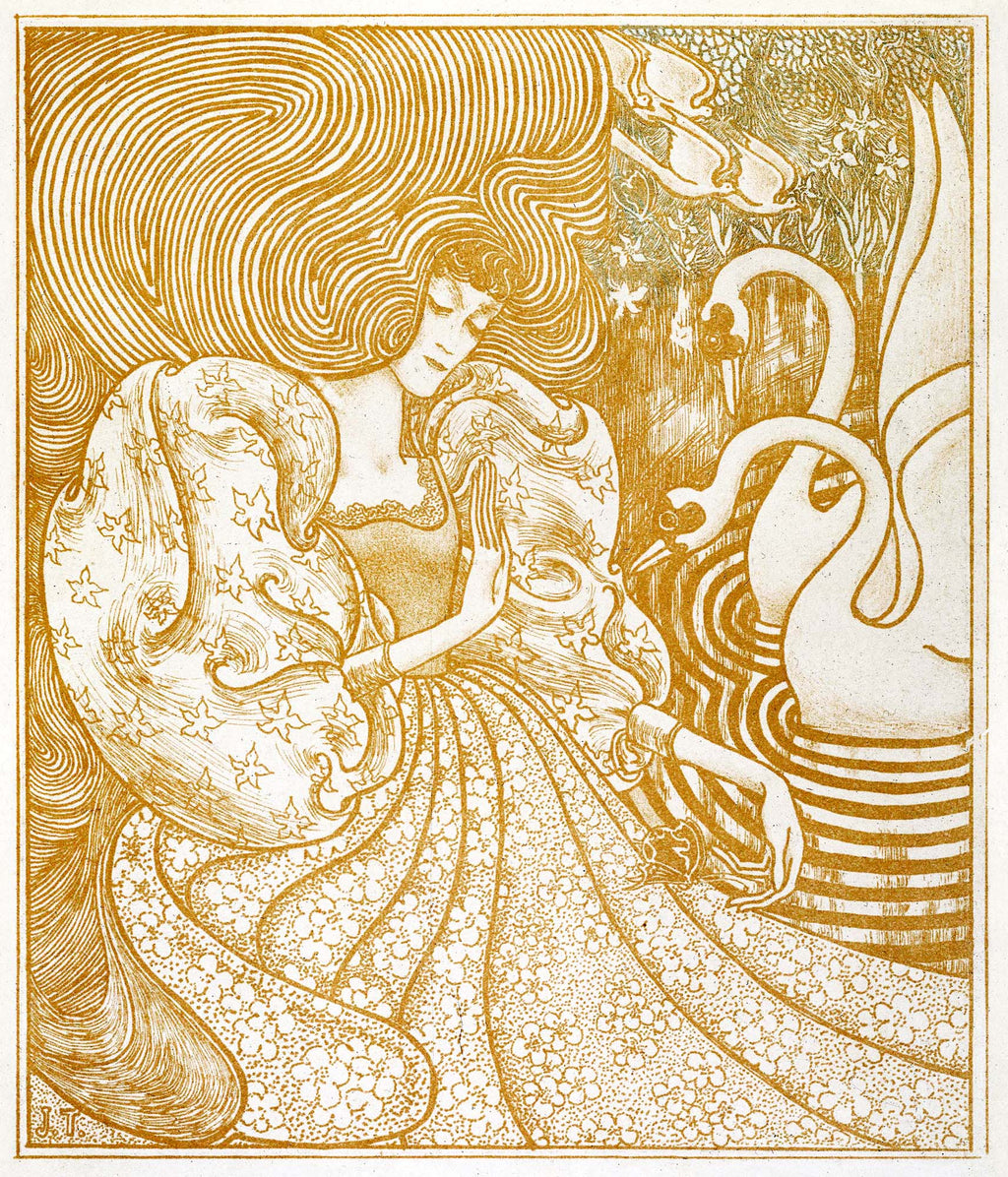 Modern stílusú hátizsák laptop zsebbel (Jan Toorop - Woman With a Butterfly at Pond with Two Swans)