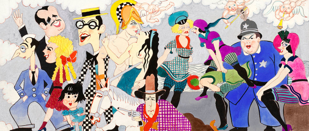 Vászon tote táska ( John Decker-  Wilshire Bowl Restaurant mural design - Study 2)