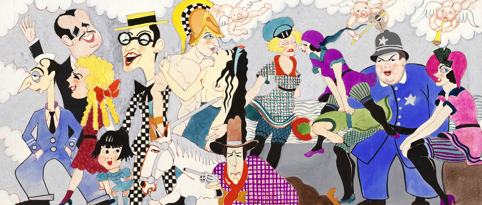 Vászon tote táska ( John Decker-  Wilshire Bowl Restaurant mural design - Study 2)