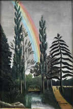 Fehér vászontáska kék fogantyúval (Henri Rousseau - Lake Daumesnil)