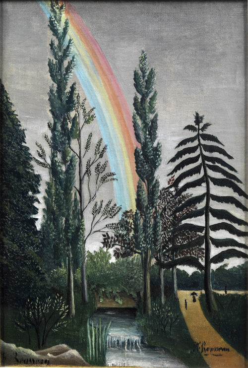 Fehér vászontáska kék fogantyúval (Henri Rousseau - Lake Daumesnil)