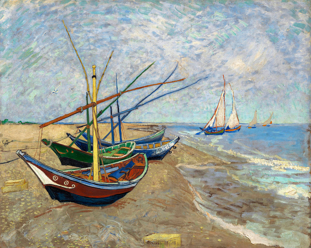 Vászon tornazsák ( Vincent van Gogh - Fishing Boats on the Beach at Saintes-Maries-de-la-Mer)