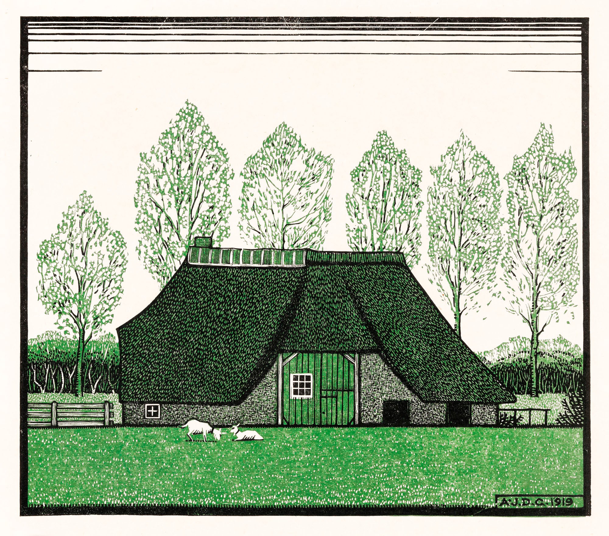 Modern stílusú hátizsák laptop zsebbel (Julie de Graag - Farmhouse with thatched roof)