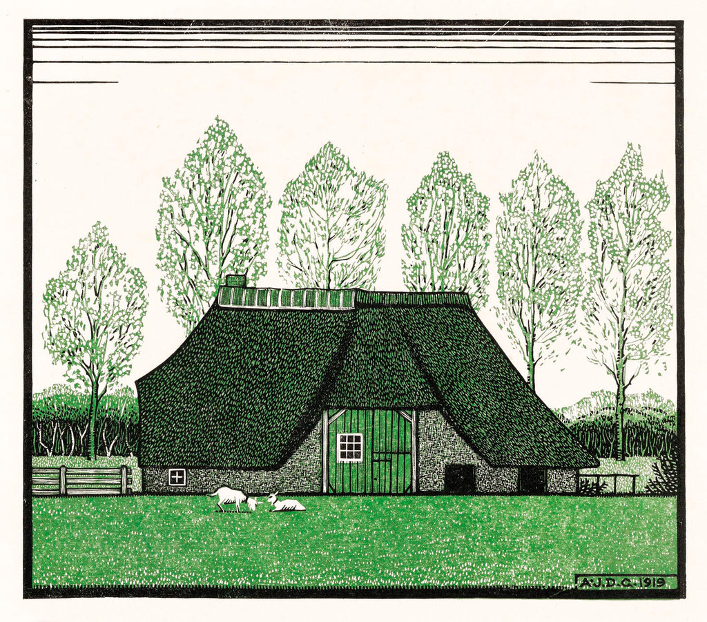 Kontrasztos férfi póló ( Julie de Graag - Farmhouse with thatched roof )