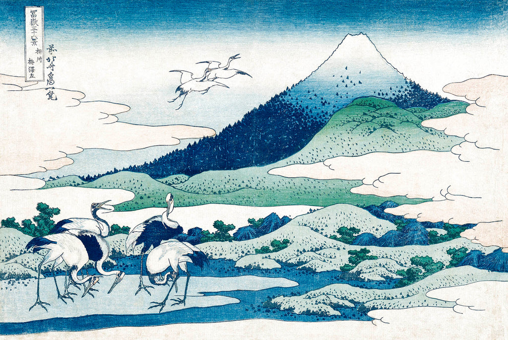 Teli mintás hosszú ujjú póló ( Katsushika Hokusai - Umezawa Marsh in Sagami Province )