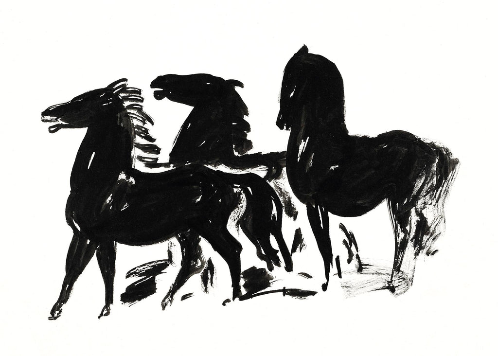 Vászon tornazsák ( Leo Gestel - Three Black Horses Standing Looking Left )