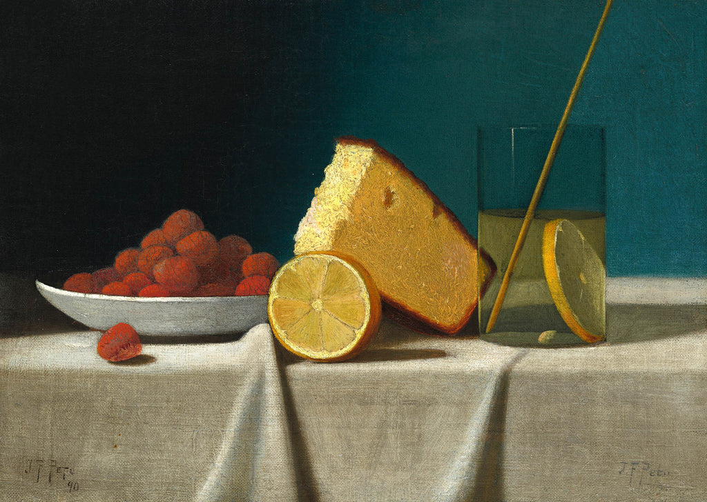 Vászon tote táska ( John Frederick Peto - Still Life with Cake, Lemon, Strawberries, and Glass)