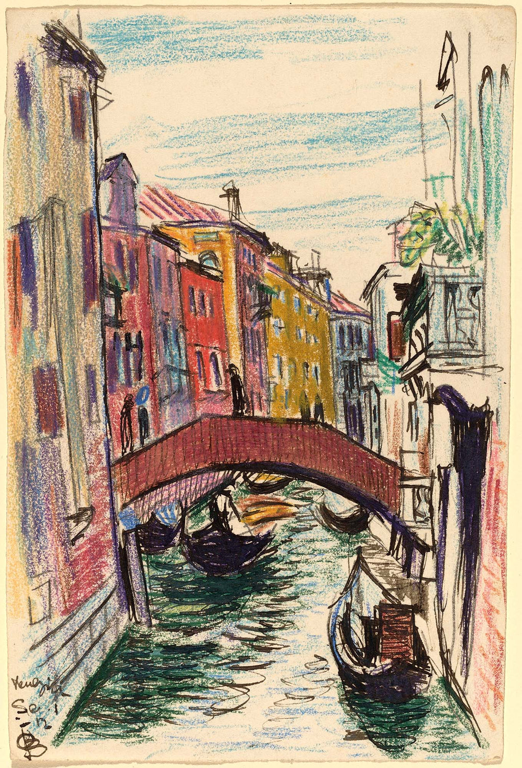 Rövid szabású női kapucnis melegítőfelső ( Oscar Bluemner- Canal, Venice  )