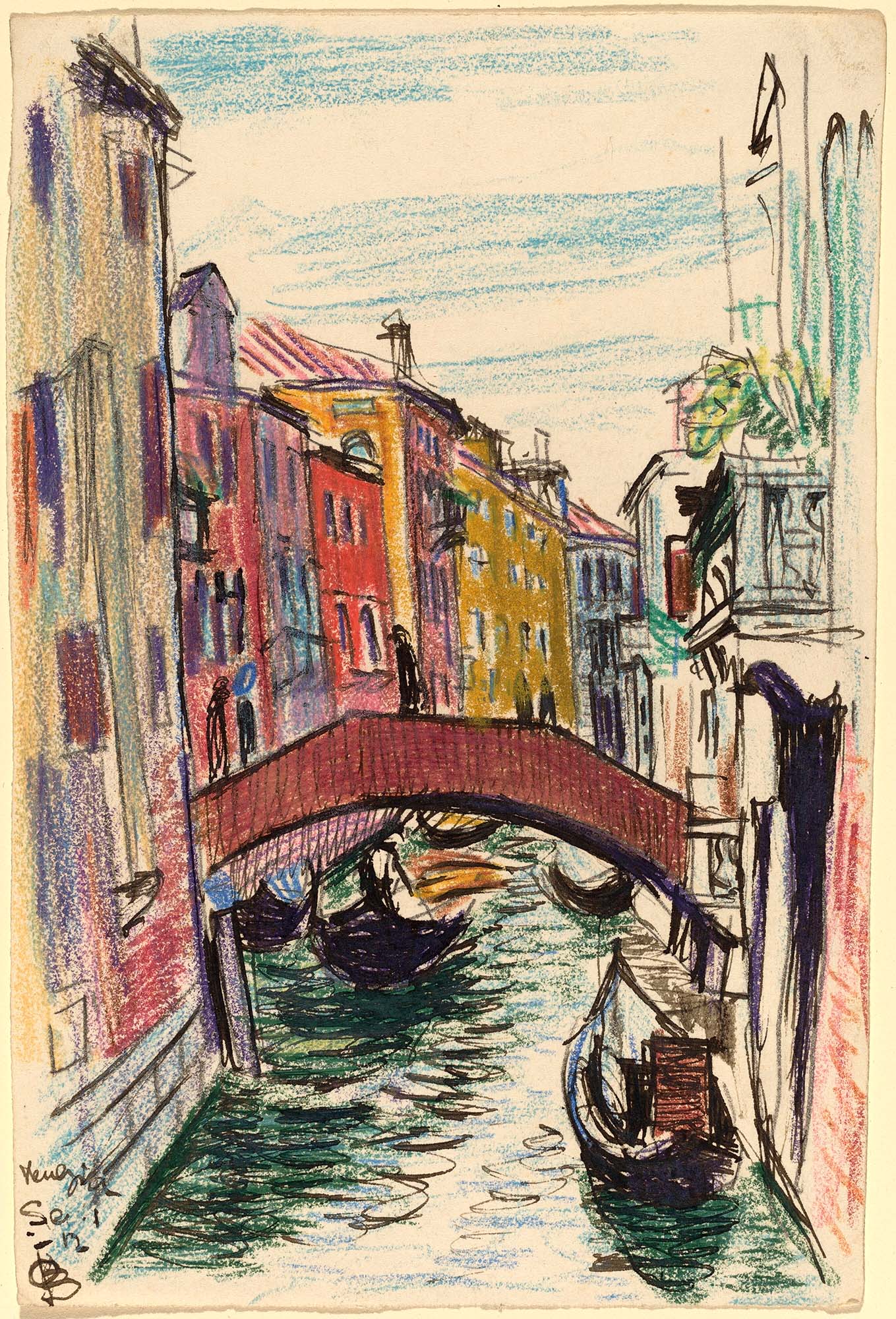Rövid szabású női kapucnis melegítőfelső ( Oscar Bluemner- Canal, Venice  )