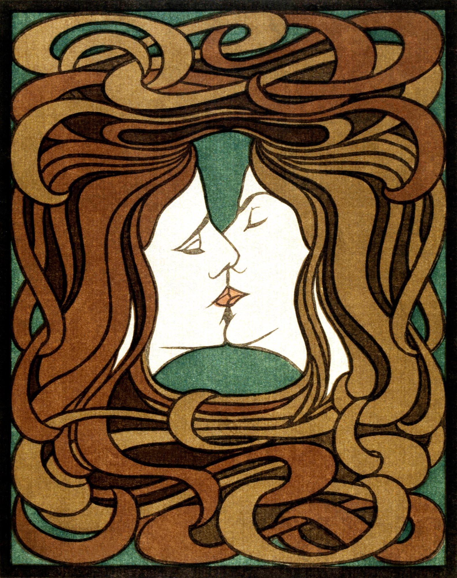 Fehér vászontáska fekete fogantyúval ( Peter Behrens - The Kiss )