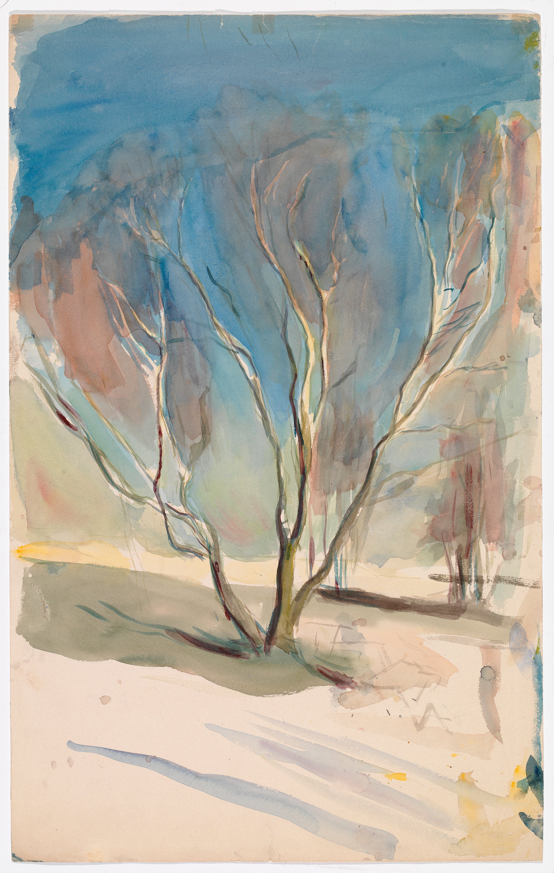 Fehér vászontáska kék fogantyúval (Magnus Enckell - Landscape)