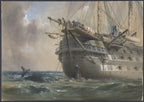 Vászon tote táska (Robert Charles Dudley-  H.M.S. Agamemnon Laying the Atlantic Telegraph Cable in 1858: a Whale Crosses the Line)