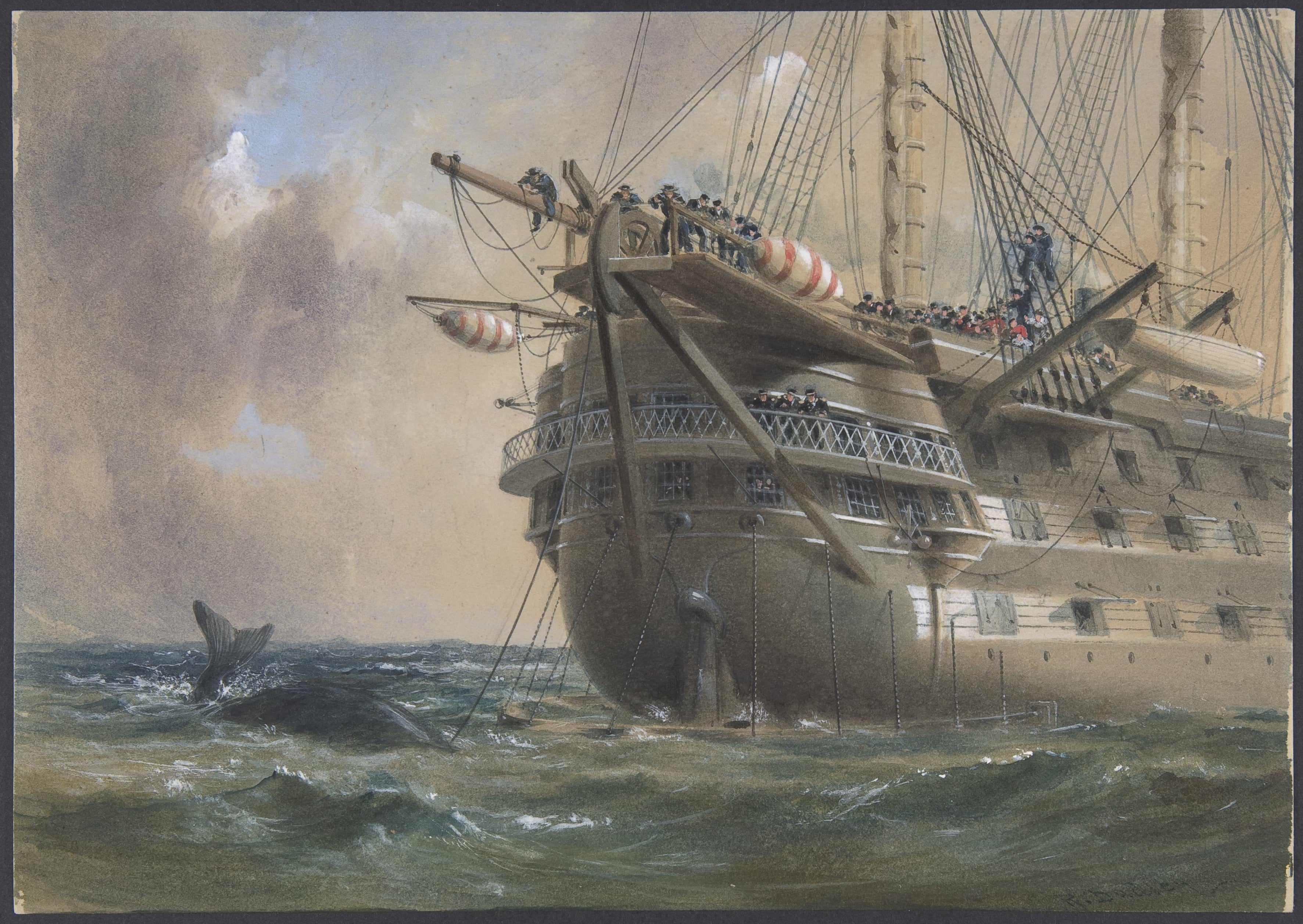 Vászon tote táska (Robert Charles Dudley-  H.M.S. Agamemnon Laying the Atlantic Telegraph Cable in 1858: a Whale Crosses the Line)