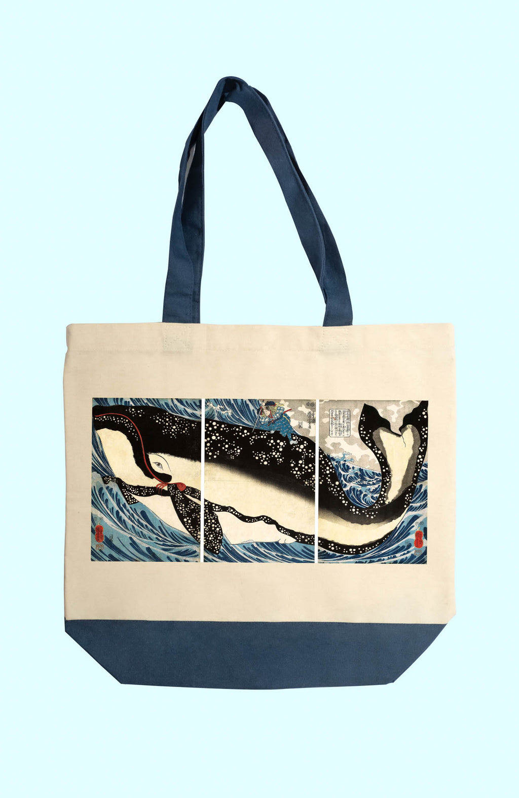 Vászon tote táska ( Utagawa Kuniyoshi - Miyamoto no Musashi Attacking the Giant Whale )