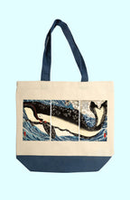 Vászon tote táska ( Utagawa Kuniyoshi - Miyamoto no Musashi Attacking the Giant Whale )