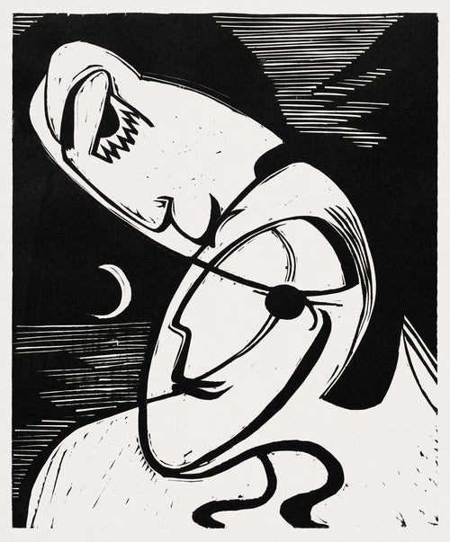 Fehér vászontáska fekete fogantyúval (Ernst Ludwig Kirchner - The kiss)