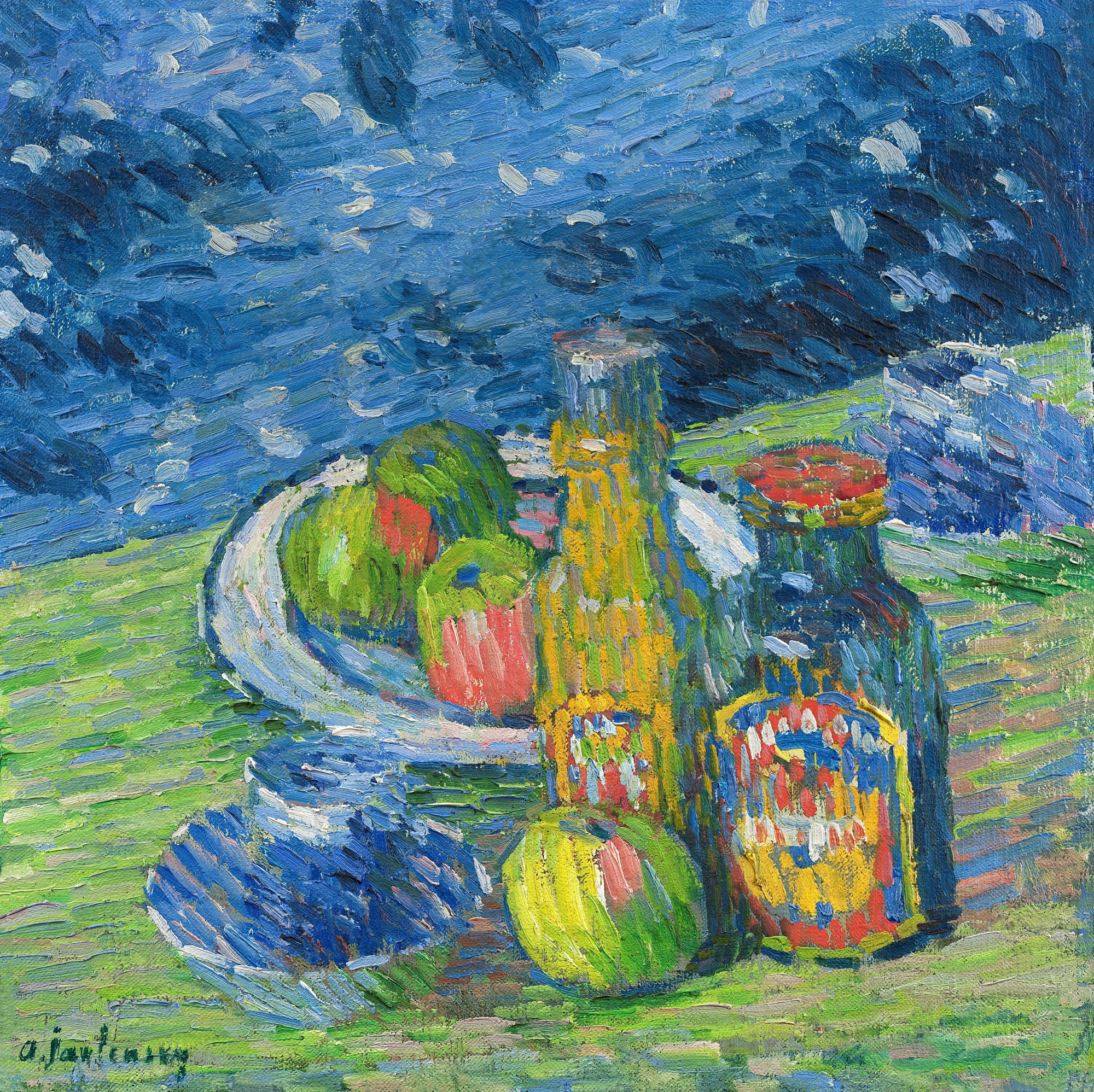 Női ujjatlan magasnyakú body (Alexej von Jawlensky - Still Life with Bottles and Fruit)