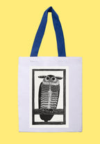 Fehér vászontáska kék fogantyúval (Samuel Jessurun de Mesquita- Horned Owl)