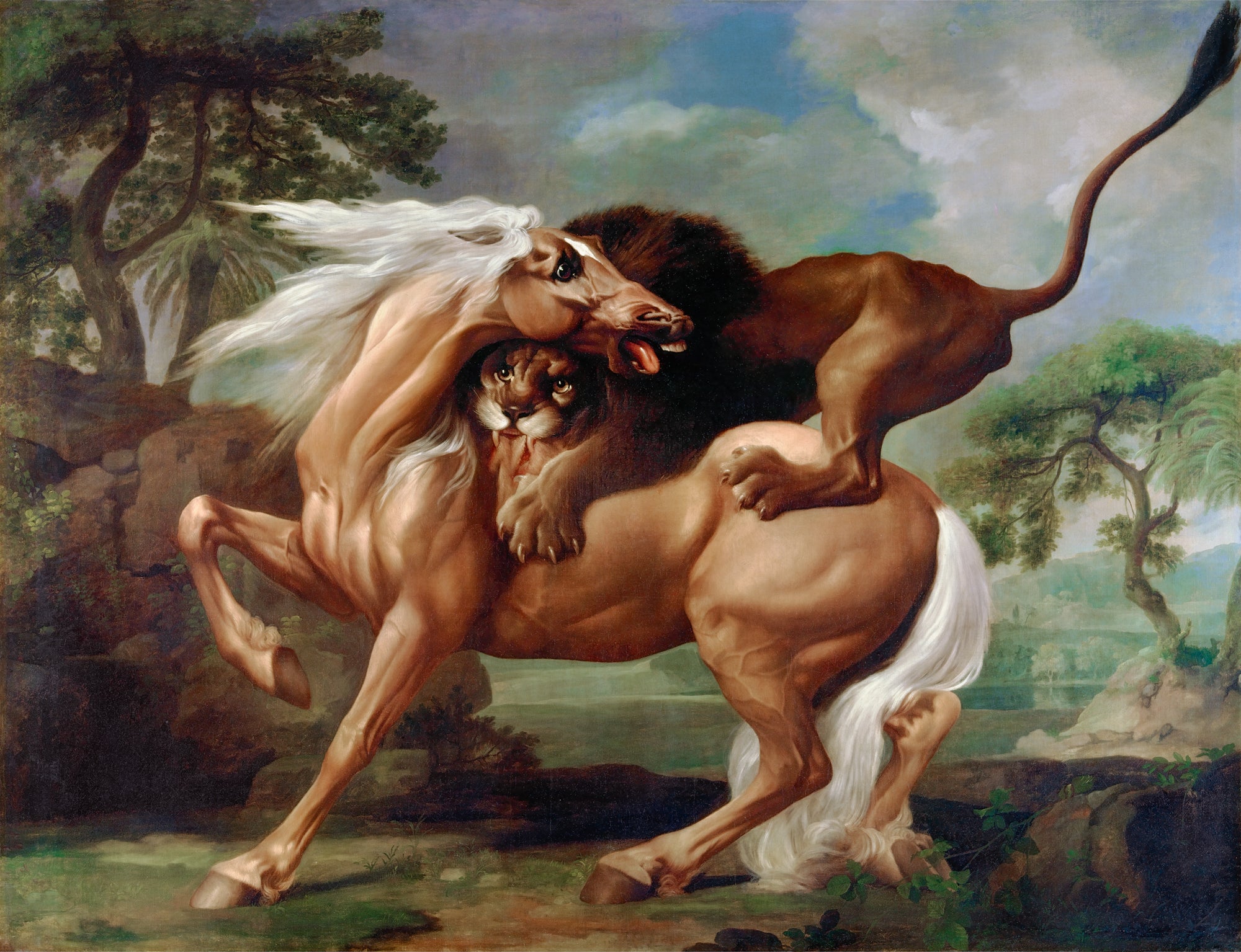 Oversized póló (George Stubbs - A Lion Attacking a Horse)