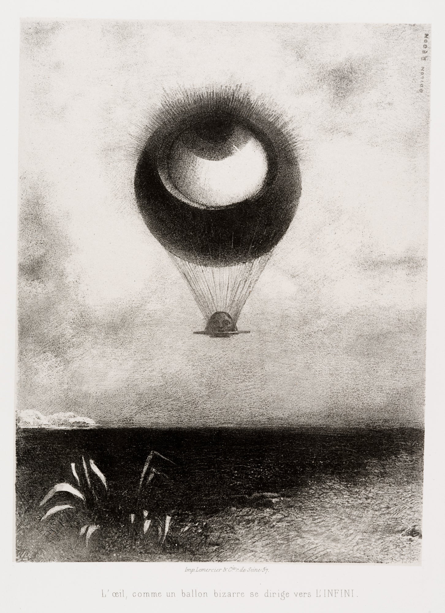 Oversized póló (Odilon Redon - The Eye, Like a Strange Balloon, Mounts toward Infinity)