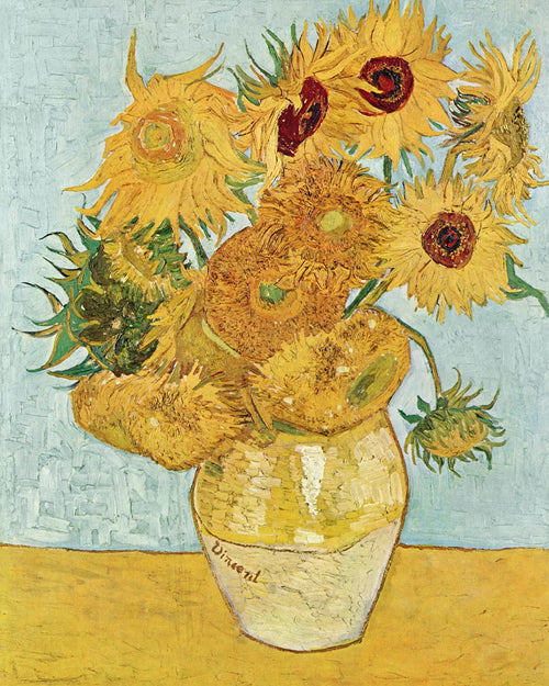 Fehér vászontáska fekete fogantyúval (Vincent van Gogh - Vase with Twelve Sunflowers)