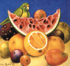 Modern stílusú hátizsák laptop zsebbel ( Frida Kahlo- Still Life with Parrot & Fruit )