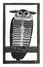 Fehér vászontáska kék fogantyúval (Samuel Jessurun de Mesquita- Horned Owl)