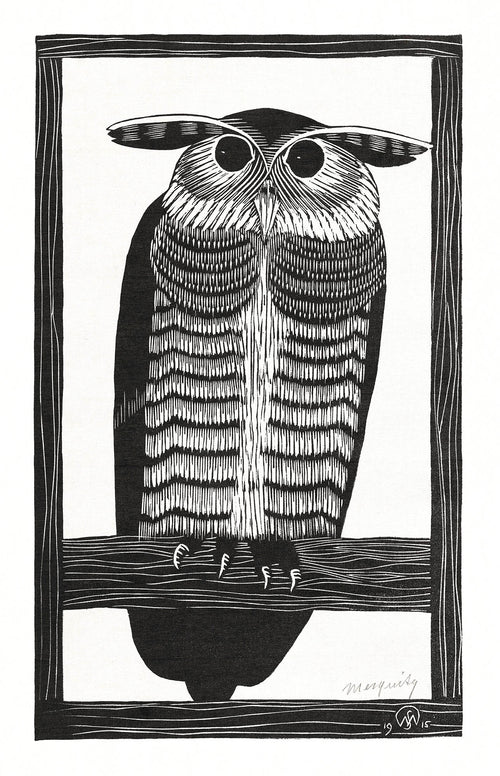 Fehér vászontáska kék fogantyúval (Samuel Jessurun de Mesquita- Horned Owl)