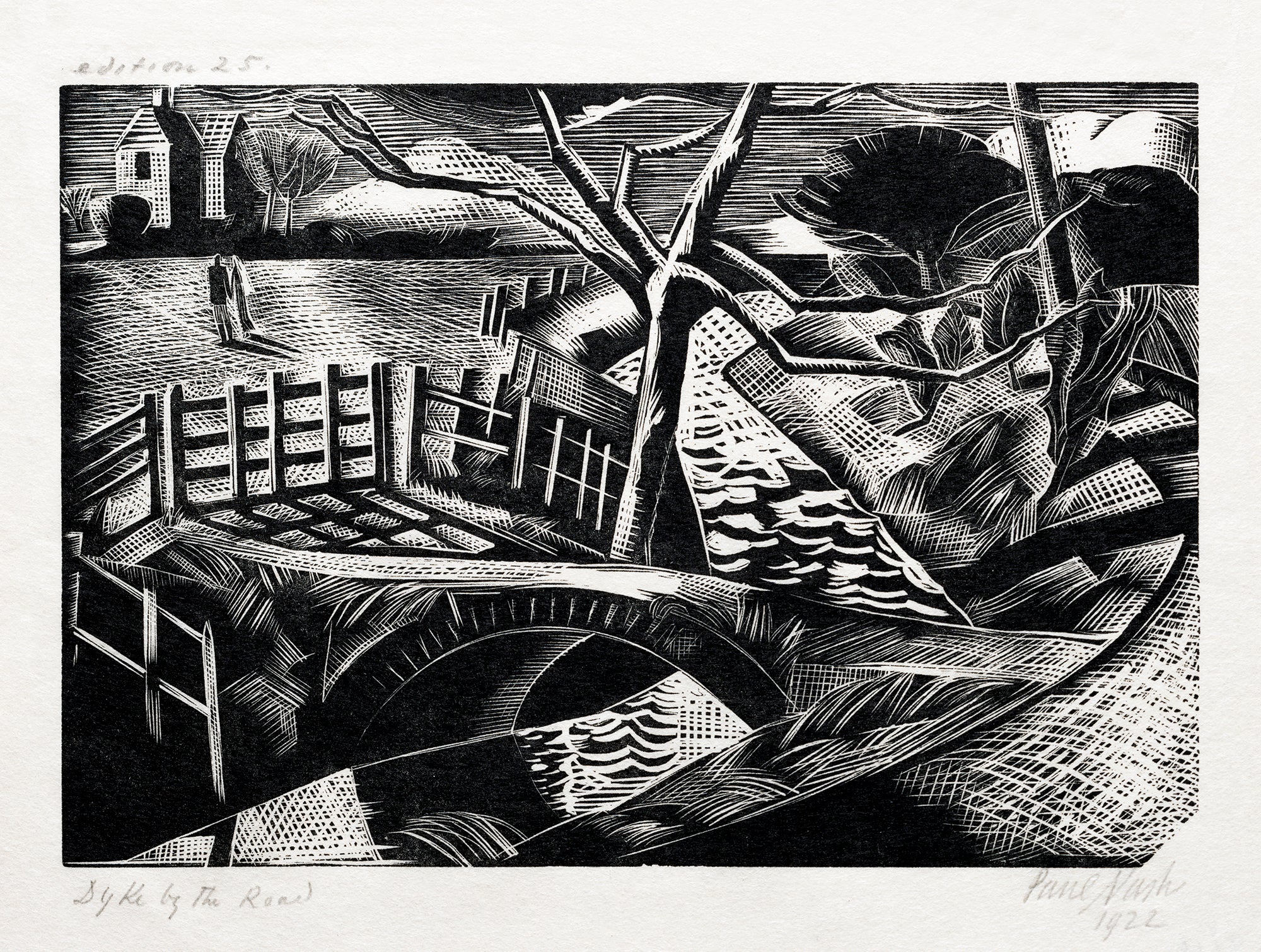 Teli mintás hosszú ujjú póló (Paul Nash - Dyke by the Road)